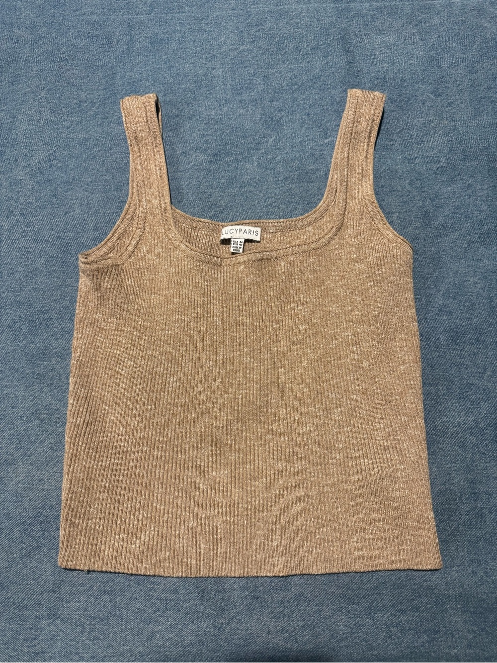 Women's Lucy Paris Tan Ribbed Tank Top